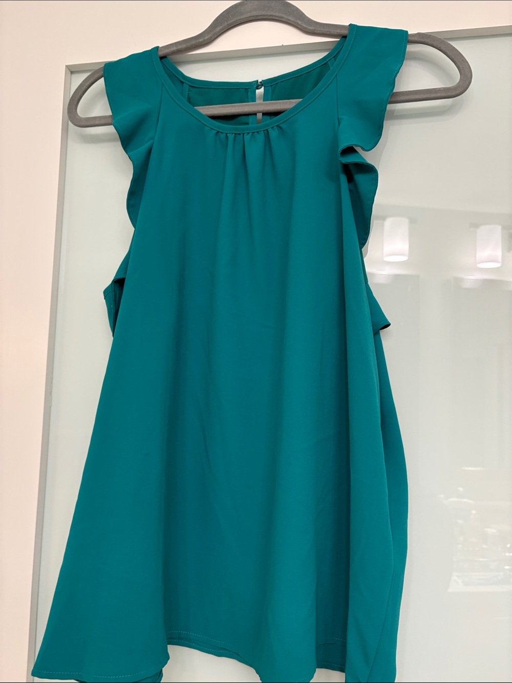 41 Hawthorn Teal Ruffle-Shoulder A-Line Tunic